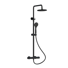 Nuie Arvan Rounded Thermostatic Bar Shower with Telescopic Kit in Matt Black