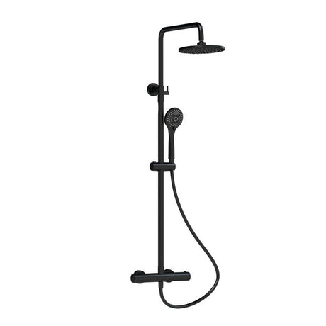 Nuie Arvan Rounded Thermostatic Bar Shower with Telescopic Kit in Matt Black