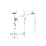 Nuie Arvan Rounded Thermostatic Bar Shower with Telescopic Kit in Matt Black dimensions
