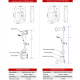 Redring Selectronic Premier 8.5KW Standard Shower dimensions