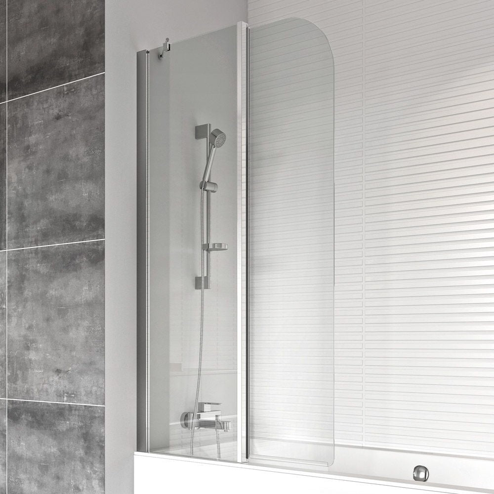 Roman Haven6 Curved Inward Folding Bath Screen in Silver Left