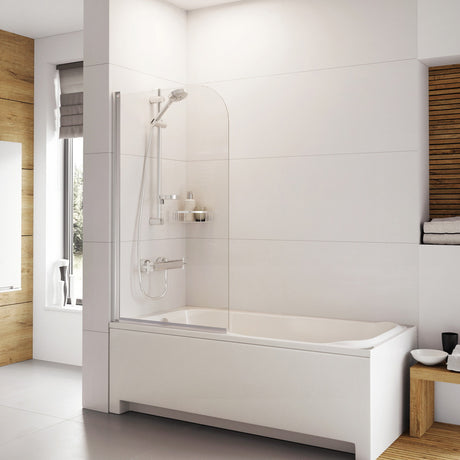 Roman Haven6 Curved Pivoting Bath Screen in Silver