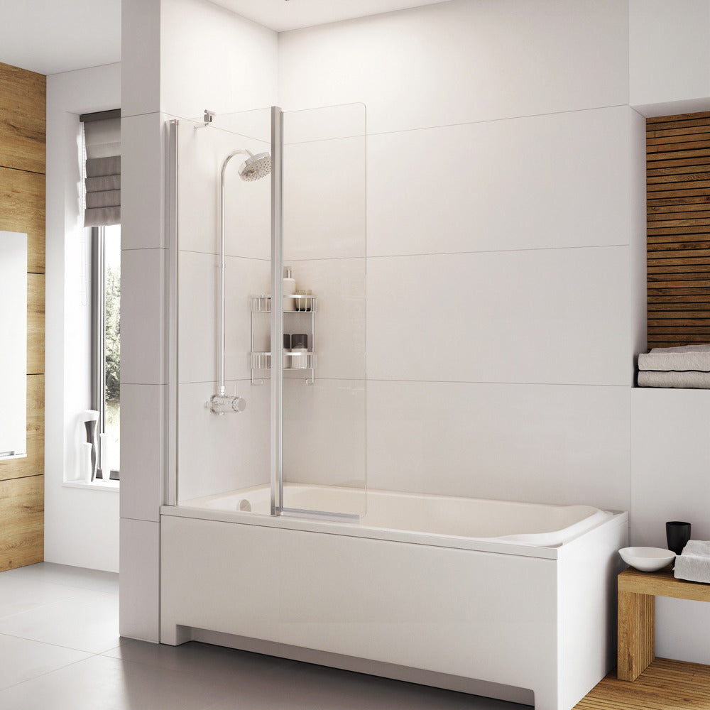 Roman Haven6 Over Width Inward Folding Bath Screen in Silver
