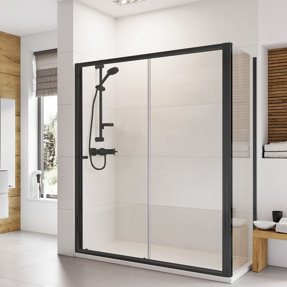 Roman Haven6 Sliding Shower Door in Black Side Panels