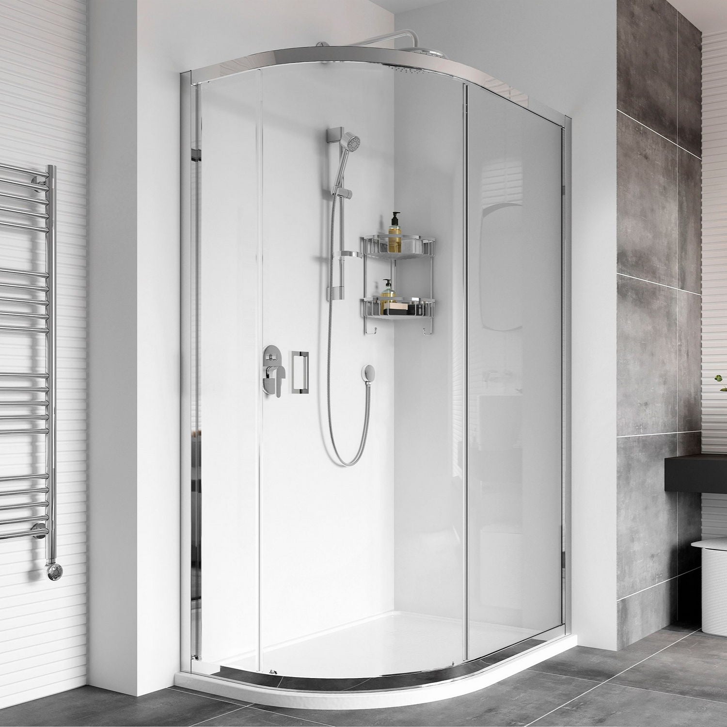 Roman Haven8 One Door Offset Quadrant Shower Enclosure in Silver  H4SQ912CS