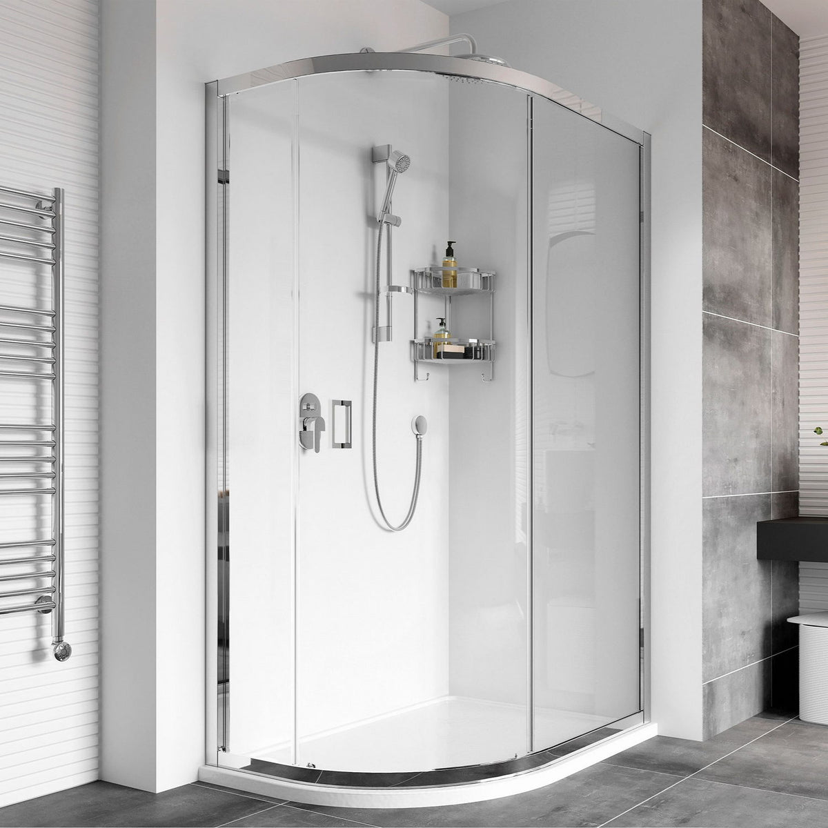 Roman Haven8 One Door Offset Quadrant Shower Enclosure in Silver  H4SQ912CS
