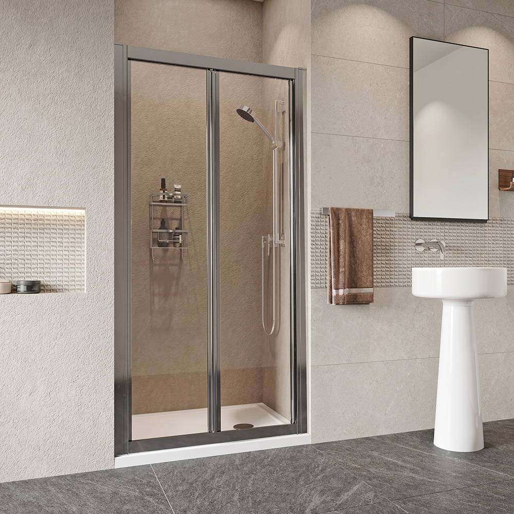 Roman Haven Framed Bifold Shower Door in Silver