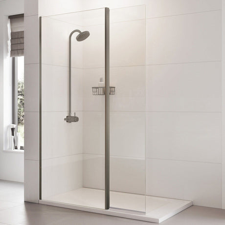 Roman Haven Select 10mm Gunmetal Wetroom Panel.