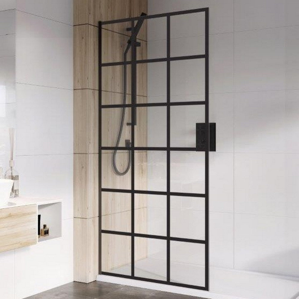 Roman Haven Select 8mm Black Grid Wetroom Panel