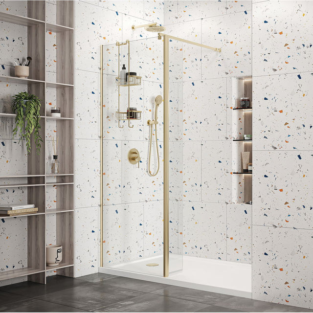 Roman Haven Select 8mm Brushed Brass Wetroom Panel New