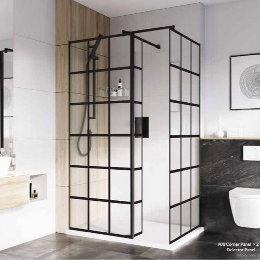 Roman Haven Select Black Grid Pivot Deflector Panel 8mm