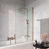 S6 Radius Edge 6mm Bath Screen in Brushed Bronze