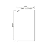 S6 Radius Edge 6mm Bath Screen in Brushed Bronze line drawing