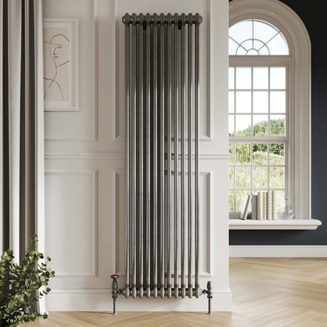 Scudo 1800 x 328mm 2 Column Vertical Designer Radiator in Raw Metal