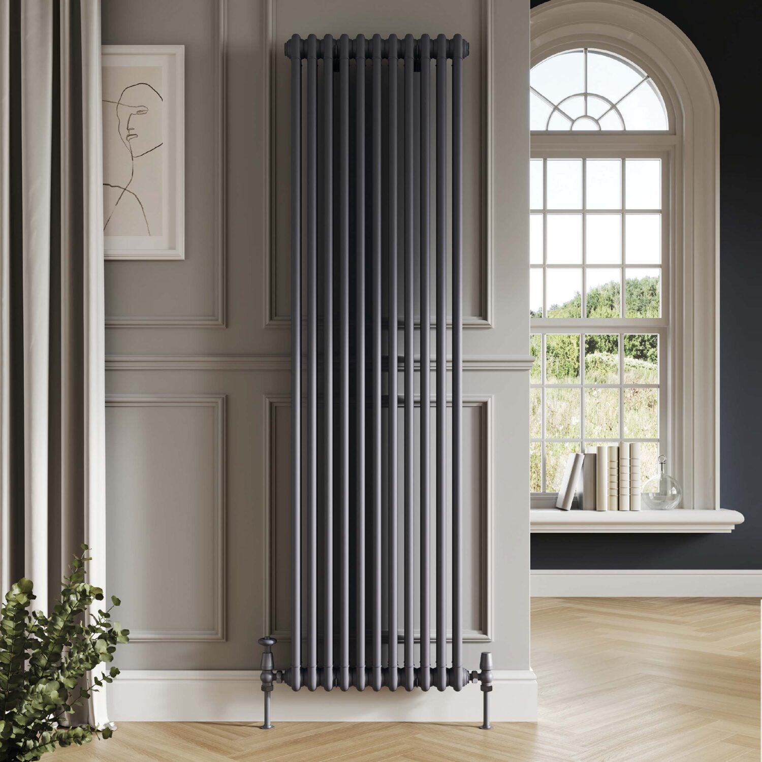 Scudo 1800 x 425mm 2 Column Vertical Designer Radiator in Anthracite