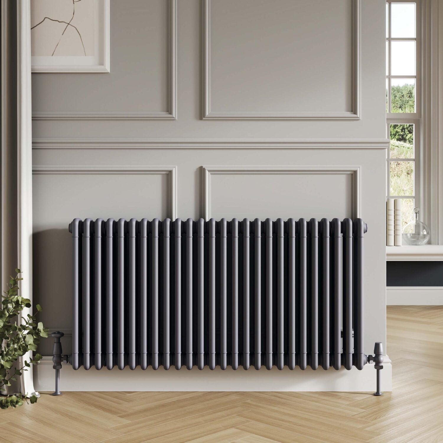 Scudo 600 x 1190mm 3 Column Horizontal Radiator in Anthracite 