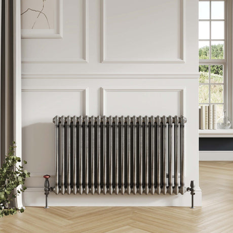 Scudo 600 x 636mm 2 Column Horizontal Radiator in Raw Metal