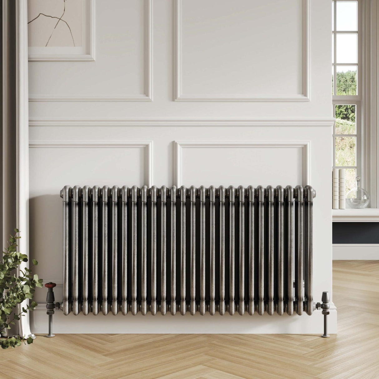 Scudo 600 x 821mm 3 Column Horizontal Radiator in Raw Metal