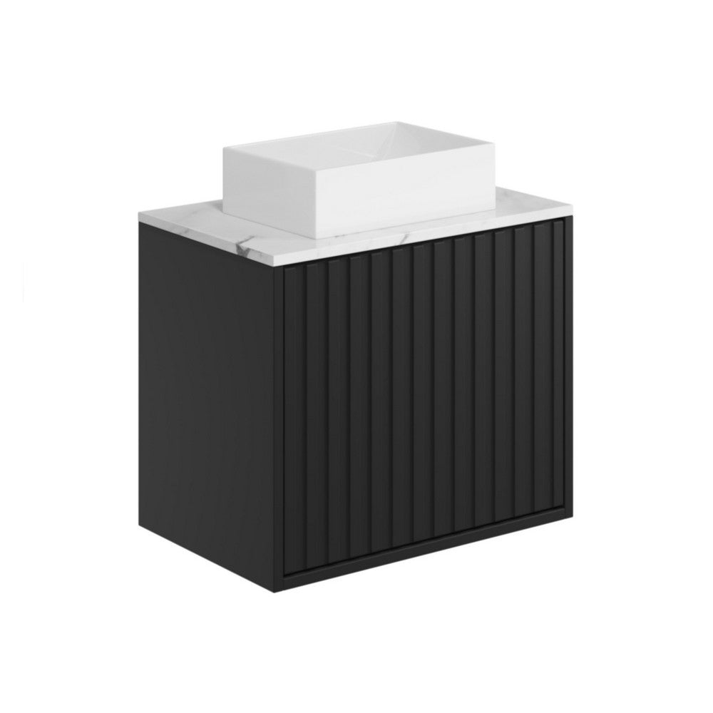 Scudo Alfie 600mm Matt Black Fluted Vanity Unit with Countertop Basin