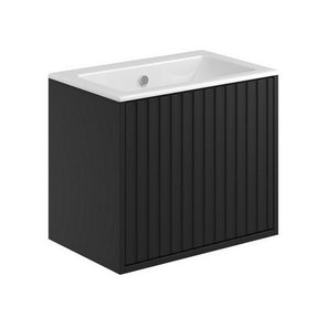 Scudo Alfie 600mm Matt Black Vanity Unit with Basin and Fluted Drawer