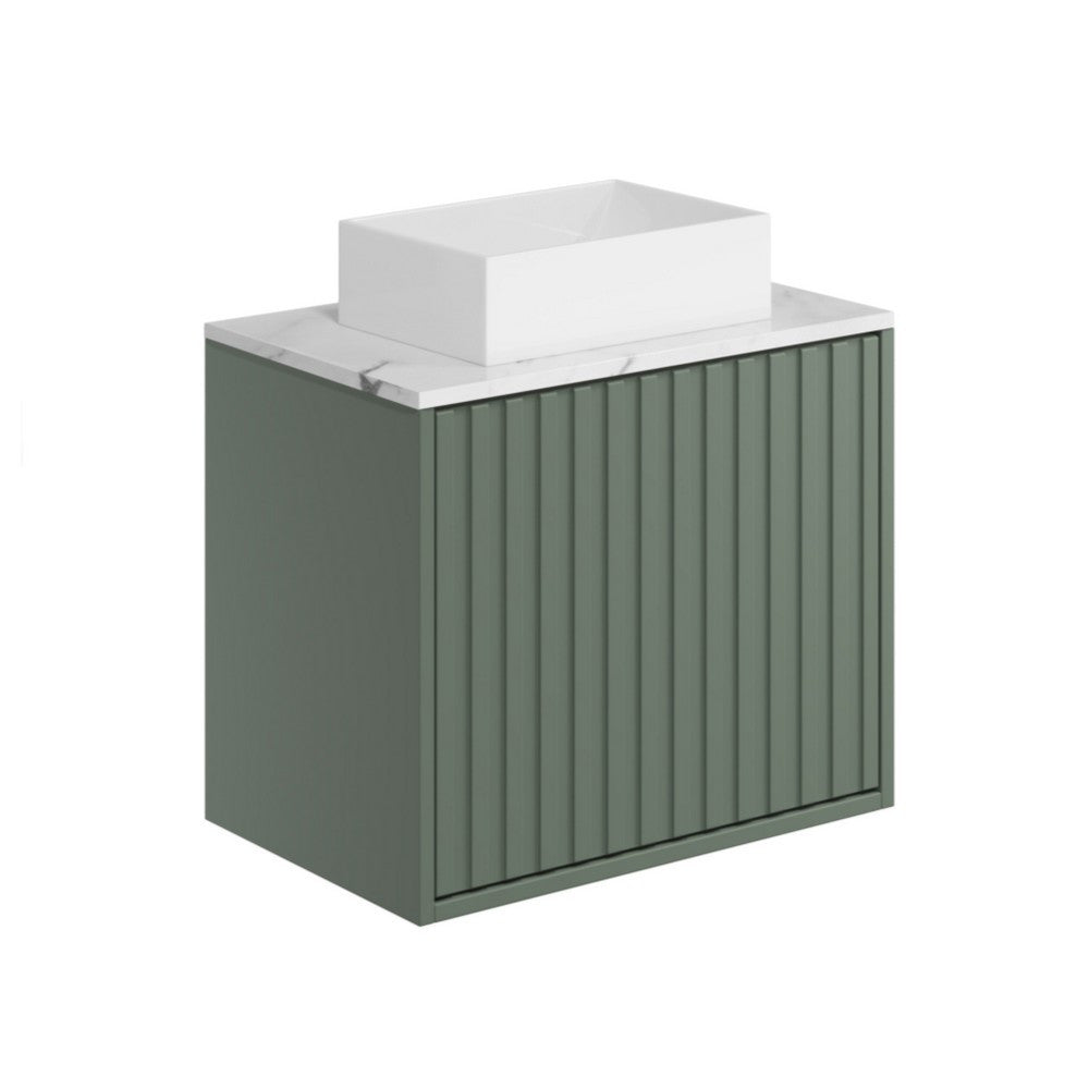 Scudo Alfie 600mm Reed Green Fluted Vanity Unit with Countertop Basin