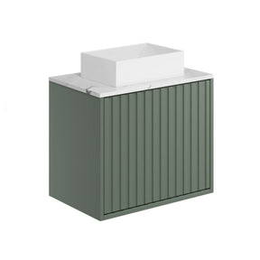 Scudo Alfie 600mm Reed Green Fluted Vanity Unit with Countertop Basin