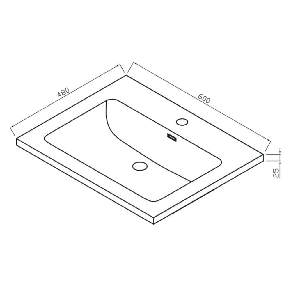 Scudo Ambience 600mm Grey Oak Wall Mounted LED Vanity Unit with Basin dimensions basin