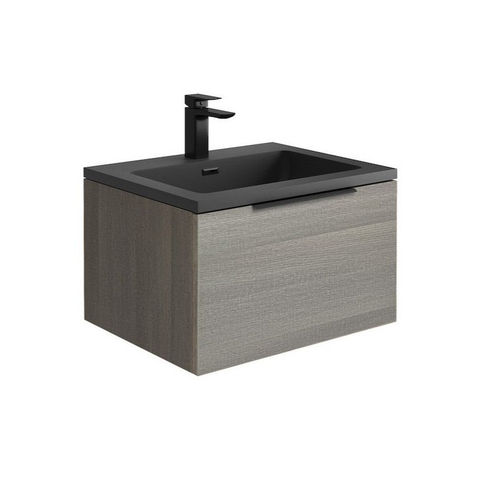 Scudo Ambience 600mm Grey Oak Wall Mounted LED Vanity Unit with Basin dimensions cabinet choice