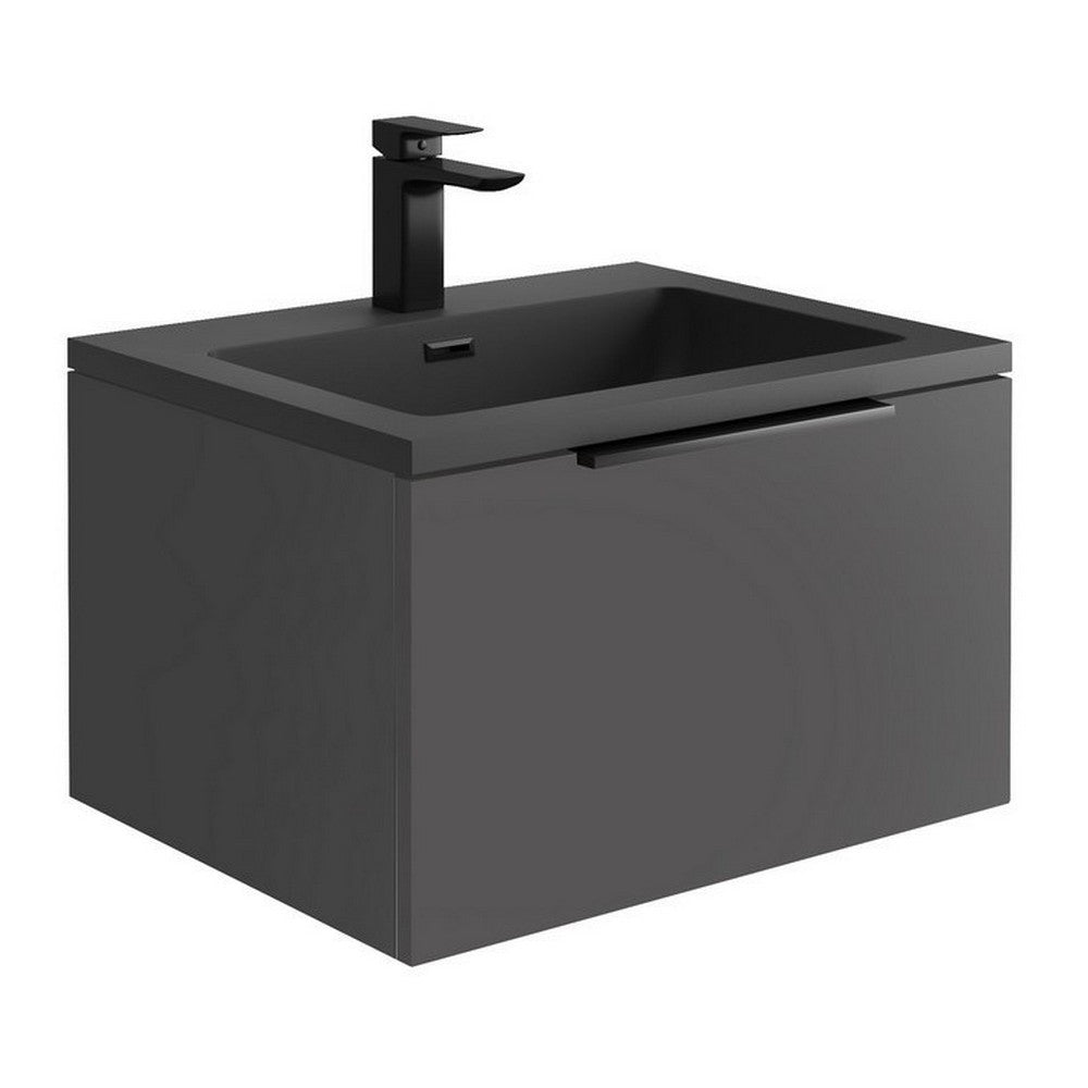 Scudo Ambience 600mm Matt Grey Wall Mounted LED Vanity Unit with Basin