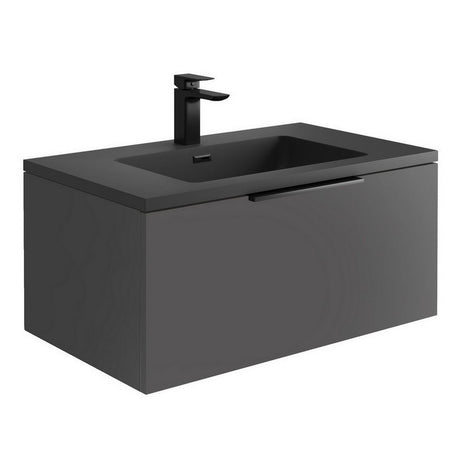 Scudo Ambience 800mm Matt Grey Wall Mounted LED Vanity Unit with Basin
