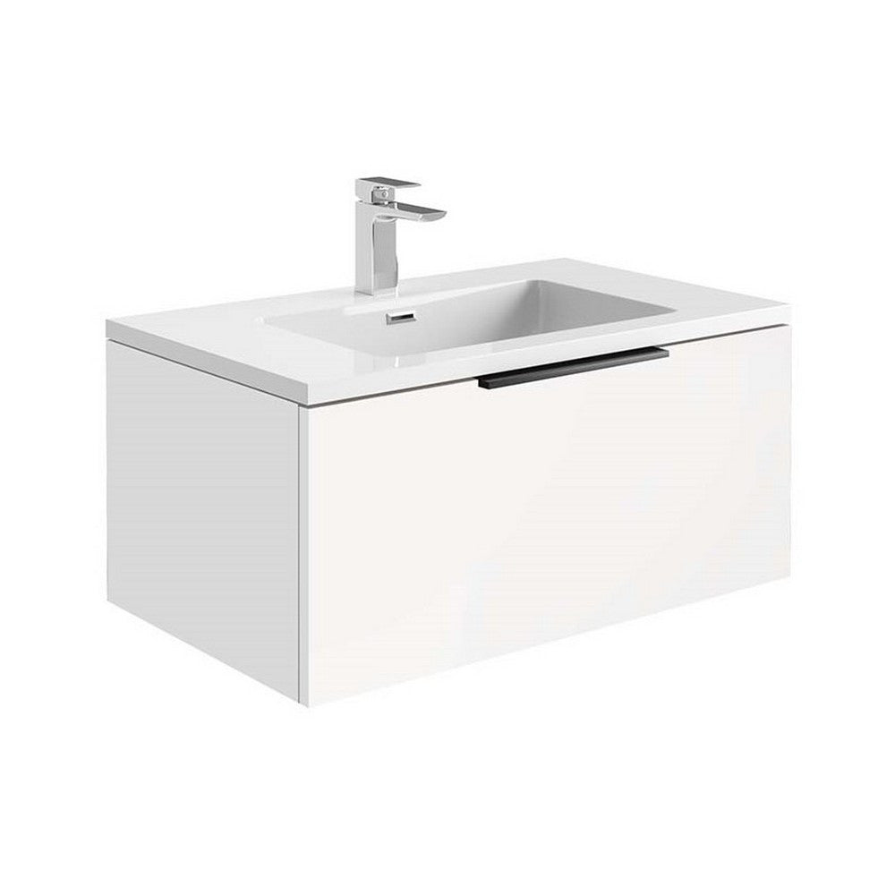 Scudo Ambience 800mm Matt White Wall Mounted LED Vanity Unit with Basin