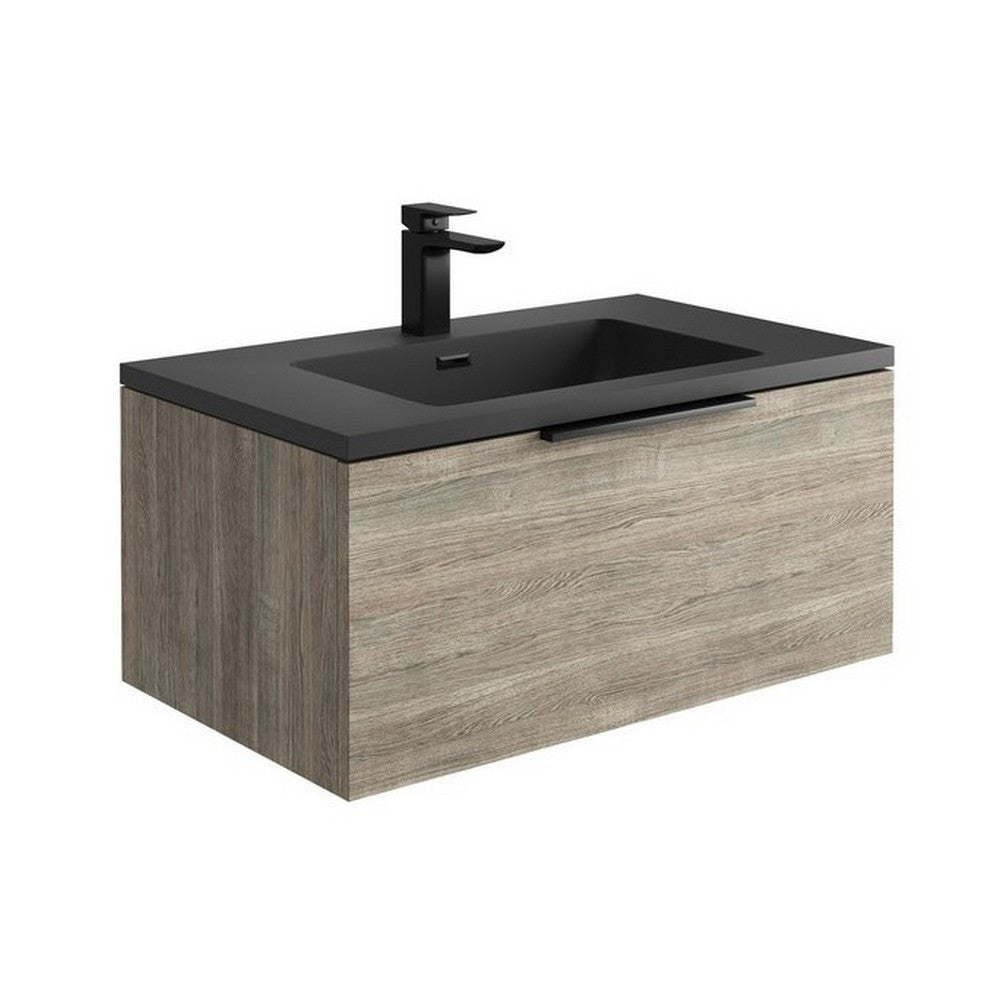 Scudo Ambience 800mm Rustic Oak Wall Mounted LED Vanity Unit with Basin cabinet Grey choice