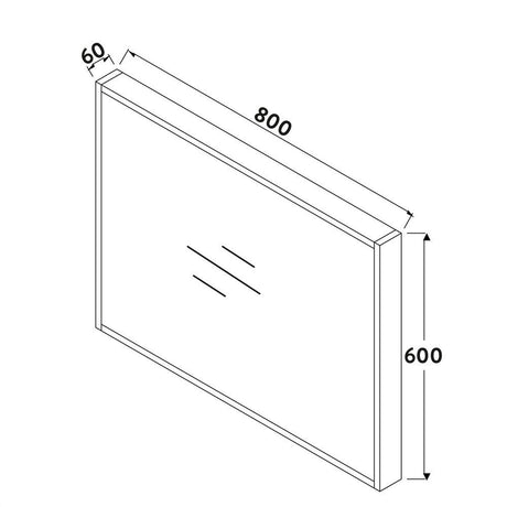 Scudo Ambience Matt White 800 x 600mm Mirror dimensions
