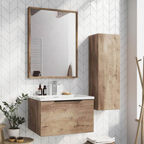 Scudo Ambience Rustic Oak 800 x 600mm Mirror lifestyle