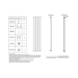 Scudo Apex 1800 x 236mm Vertical Double Designer Radiator in Anthracite data