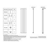 Scudo Apex 1800 x 236mm Vertical Single Designer Radiator in White line
