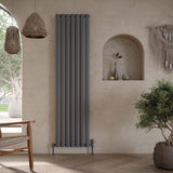 Scudo Apex 1800 x 295mm Vertical Double Designer Radiator in Anthracite