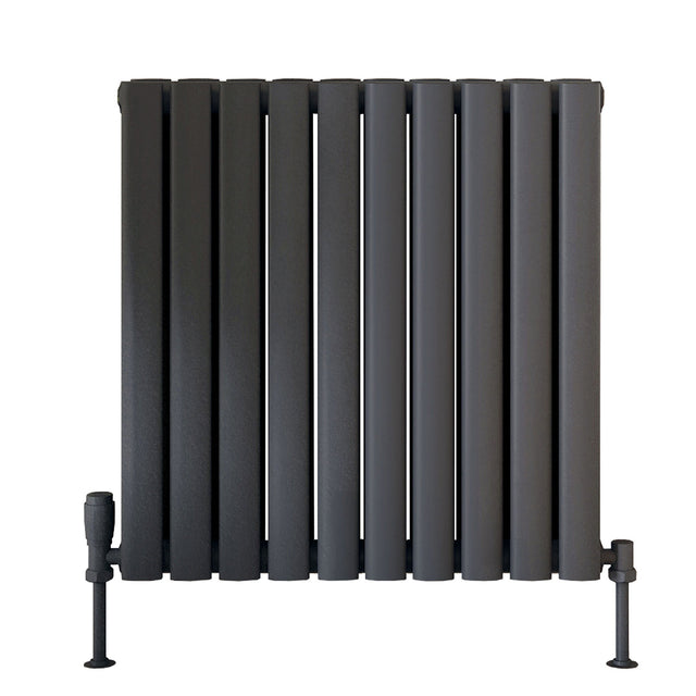 Scudo Apex 600 x 590mm Double Horizontal Designer Radiator in Anthracite