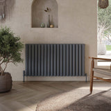 Scudo Apex 600 x 767mm Horizontal Double Designer Radiator in Anthracite lifestyle