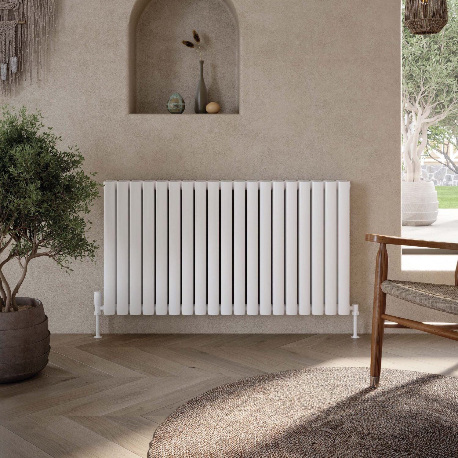 Scudo Apex 600 x 767mm Horizontal Double Designer Radiator in Gloss White lifestyle