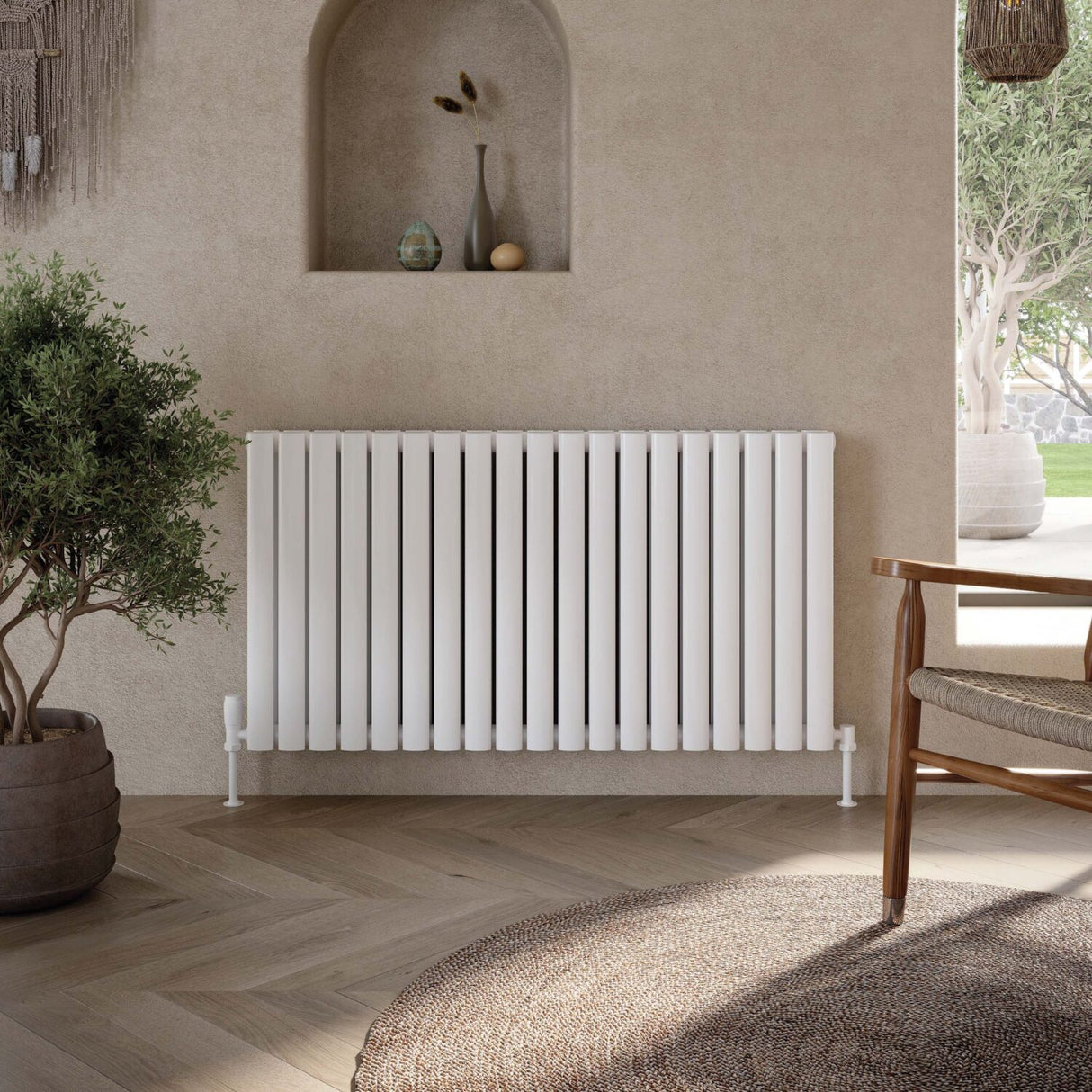 Scudo Apex 600 x 767mm Horizontal Double Designer Radiator in Gloss White lifestyle