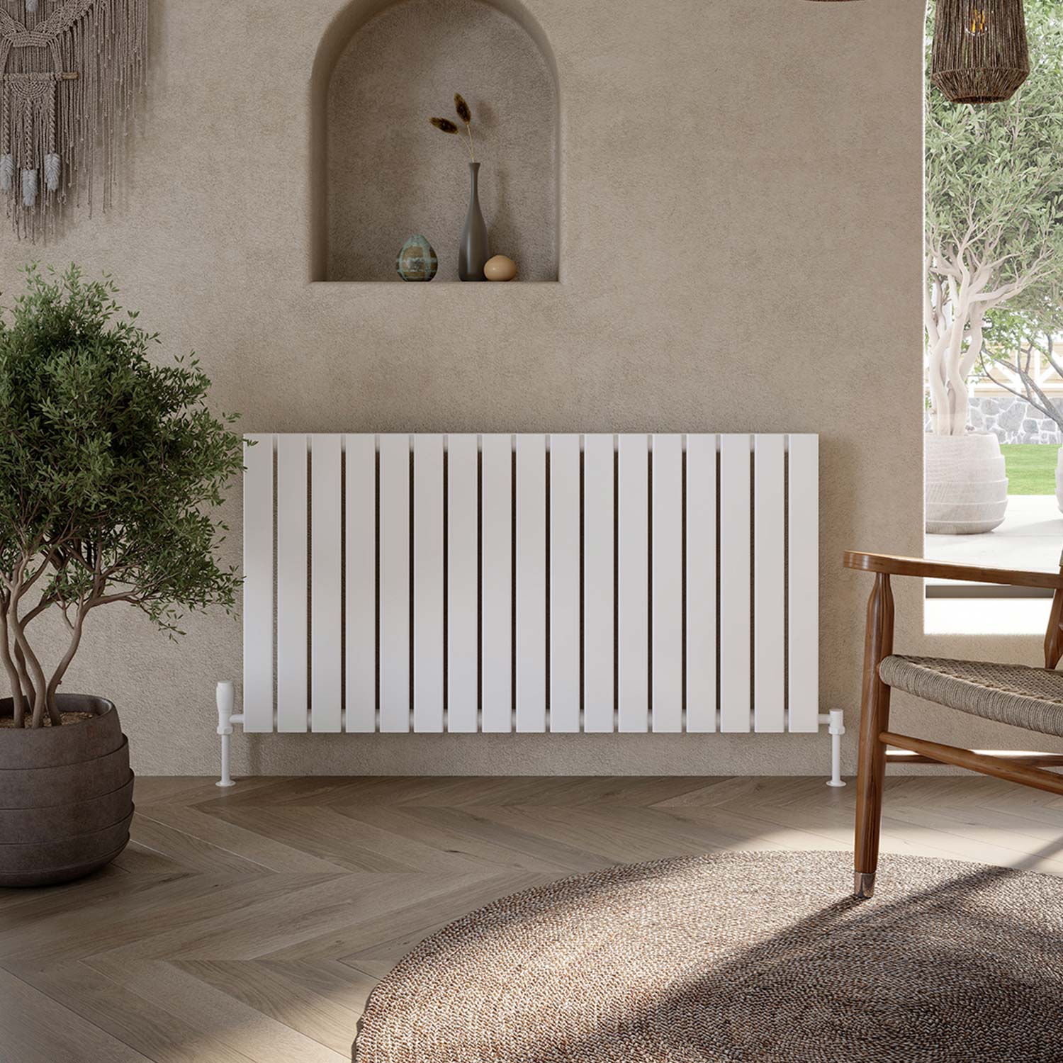 Scudo Apex 600 x 944mm Horizontal Double Designer Radiator in Gloss White lifestyle