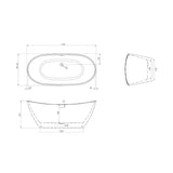 Scudo Aruba 1700 x 800mm Freestanding Bath in Gloss White dimensions