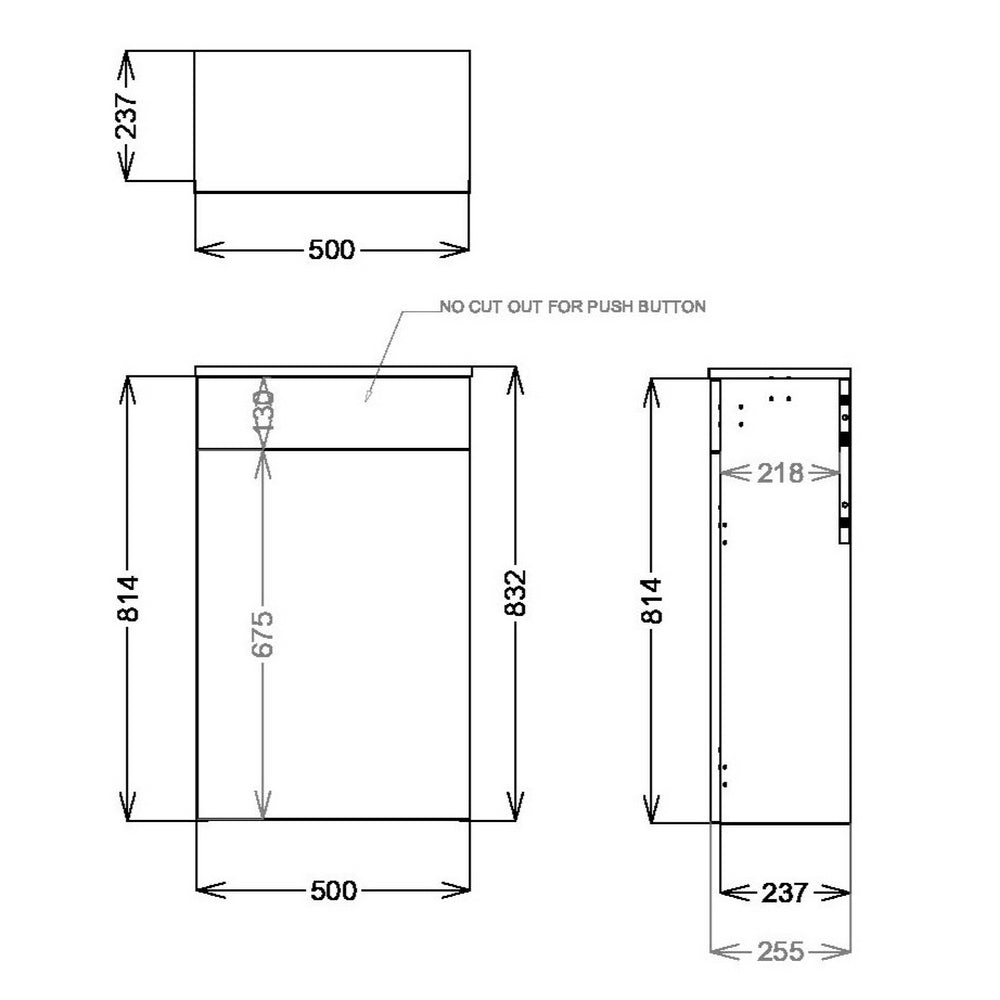 Scudo Aubrey 500mm Davos Oak WC Unit Dimensions