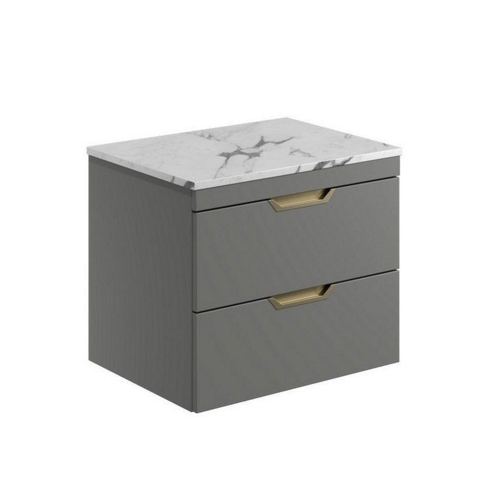 Scudo Aubrey 600mm Dust Grey Wall Mounted Vanity Unit with Worktop