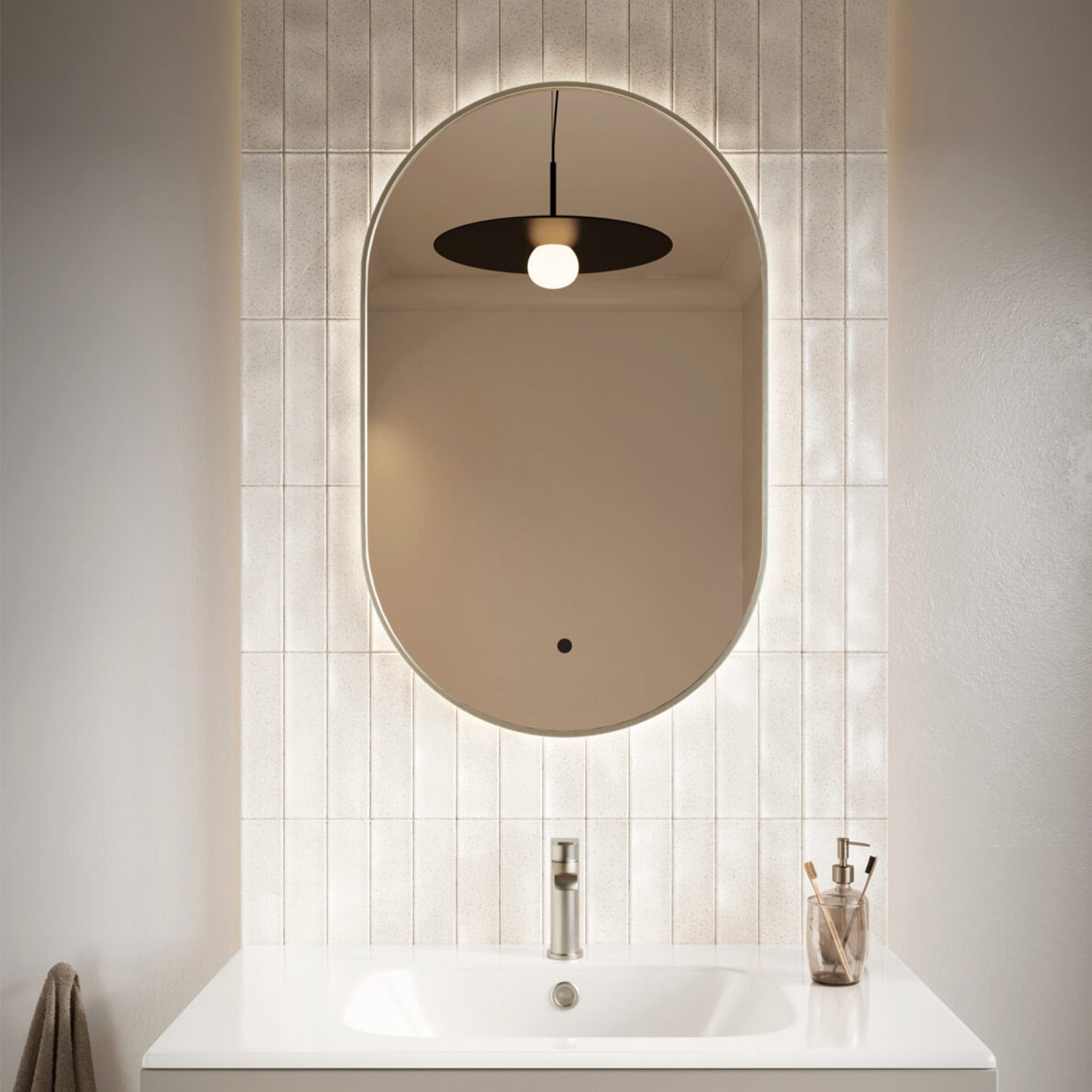 Scudo Aubrey 800 x 500mm Brushed Nickel LED Mirror