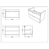 Scudo Aubrey 800mm Davos Oak Wall Mounted Vanity Unit with Basin Dimensions