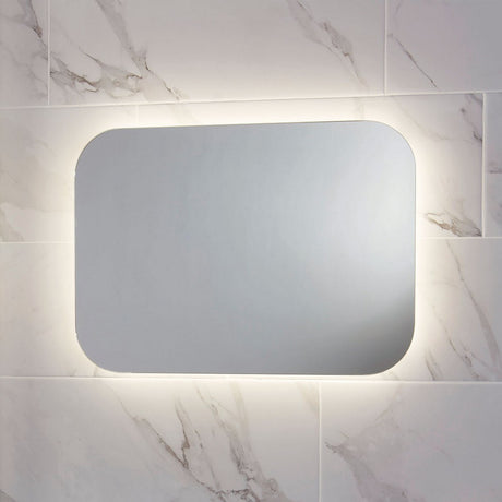 Scudo Aura LED 800 x 600mm Mirror with Shaver Socket and Demister Pad horizontal