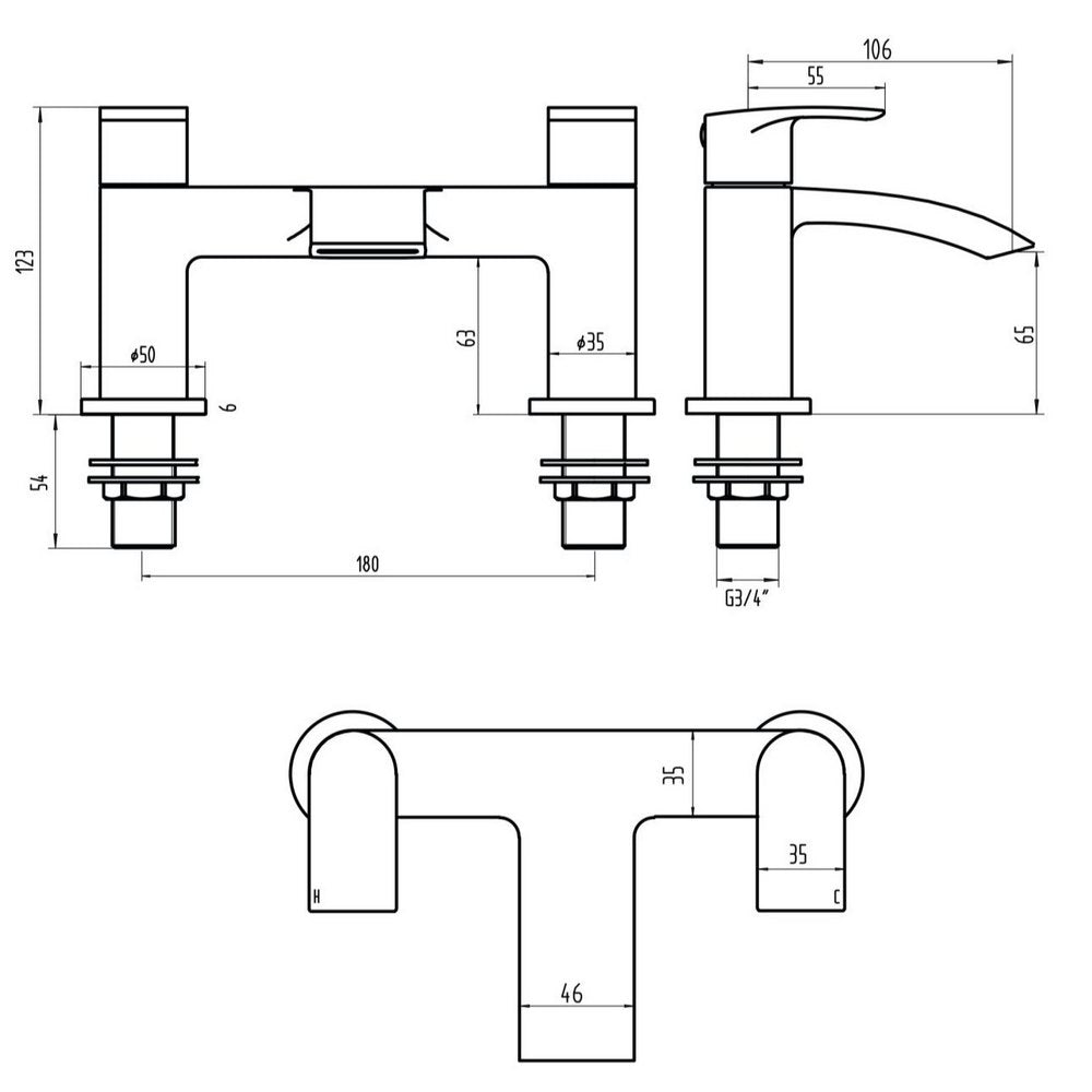 BLACK259ORBL Scudo Belini Black Bath Filler Line Drawing