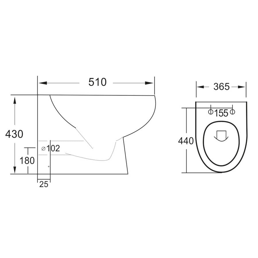 Scudo Belini Rimless Back To Wall Pan dimensions